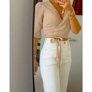 Reformation Wrap Blouse Cropped